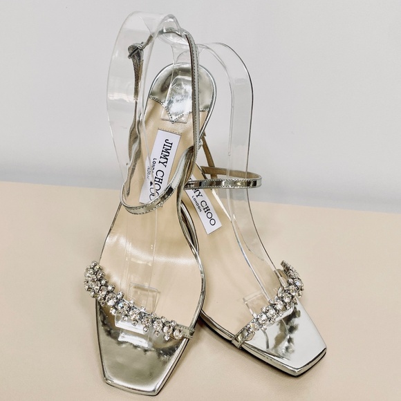 Jimmy Choo Off-White Meira 85 Heeled Slingback Heels / Sandals US7 - Picture 11 of 15